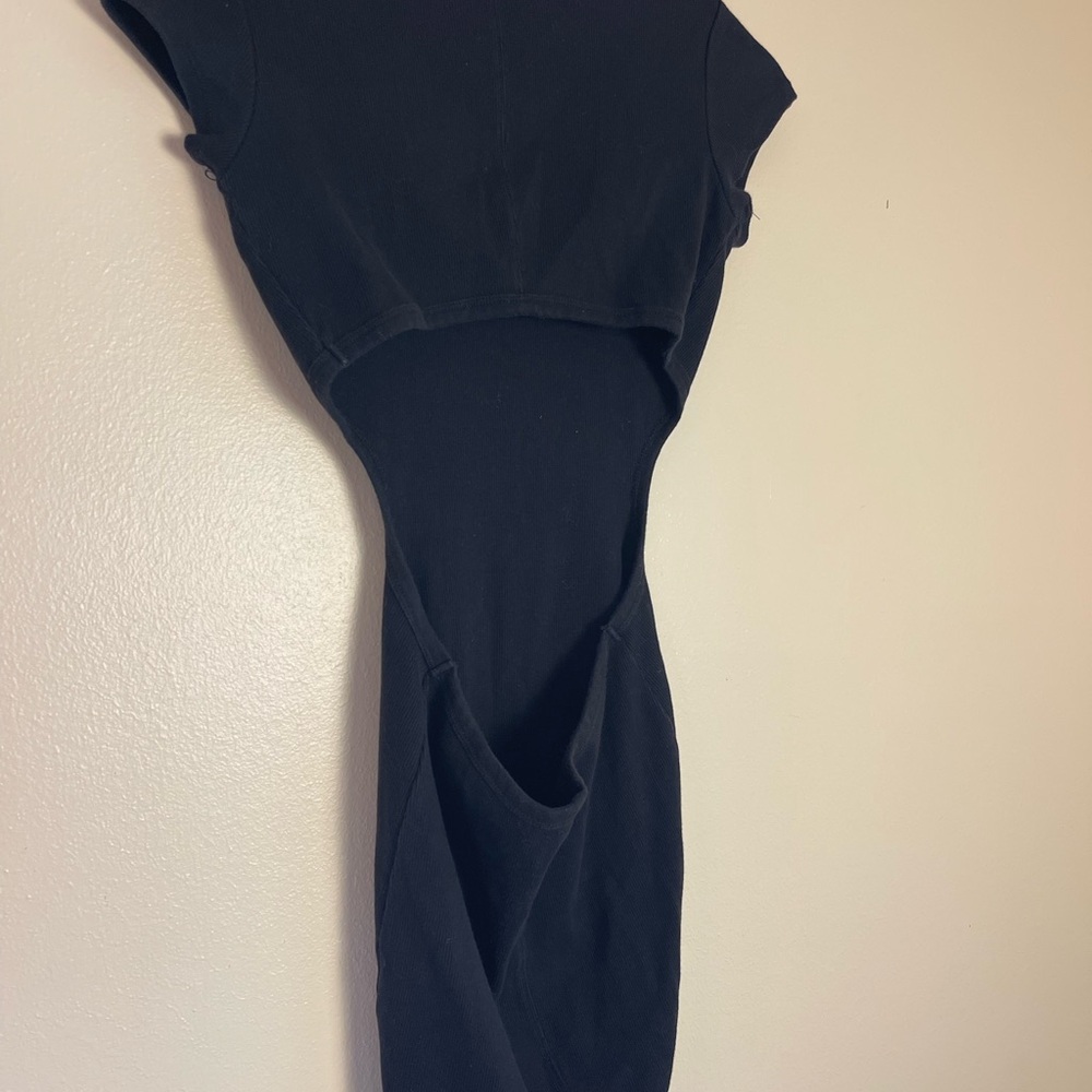 Garage Black Ribbed Cutout Mini Dress XS/S Open Back Y2K Bodycon Party Sexy - Picture 12 of 12